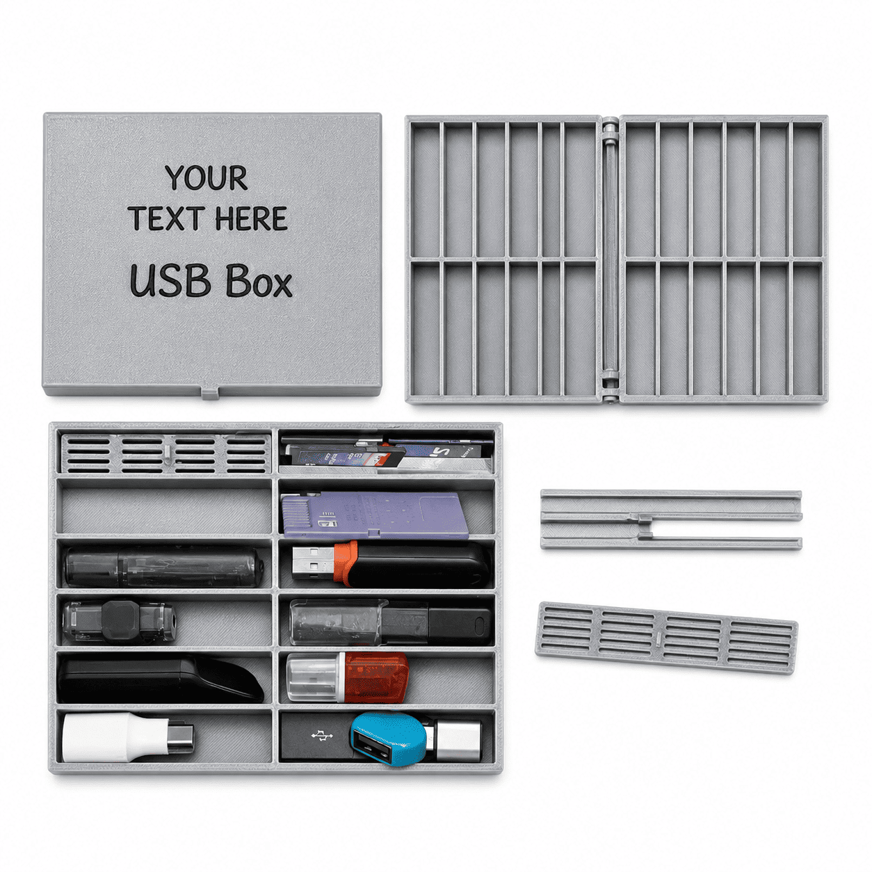 Customizable USB Drive Storage Box | USB, SD Card & MicroSD Organizer Case with Secure Latch